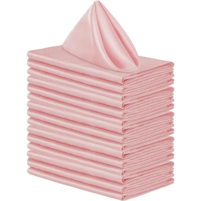 12PCS Satin Weddings Napkins Cloth 30X30cm Dinner Polyester Table Decor For Party Birthday Wedding Decoration
