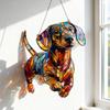 Colorful Dog Acrylic Puzzle Suncatcher Dachshund/Chihuahua Stained Glass Window Hanging Ornament Gifts for Women Dog Lovers
