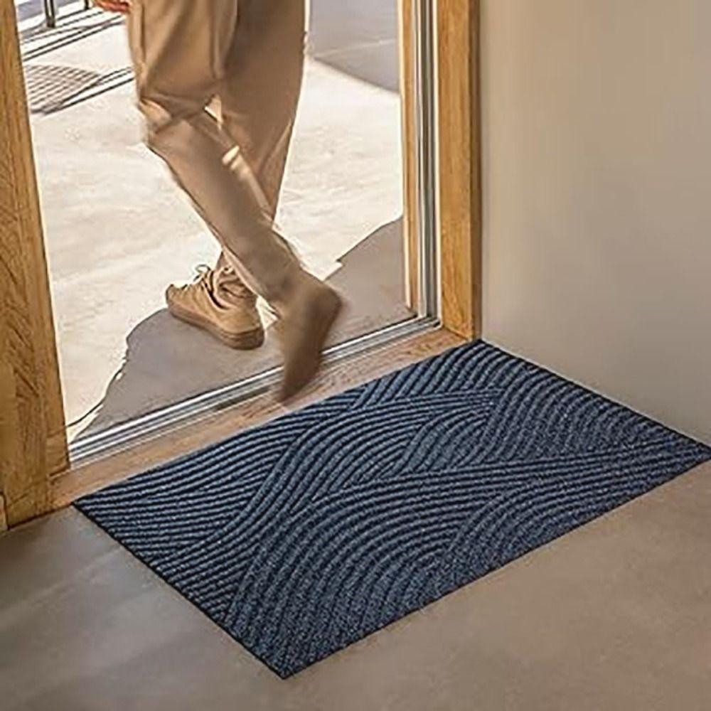 Geometric Wave Pattern Entrance Doormat Waterproof Door Rug Heavy Duty Welcome Door Mats Patio
