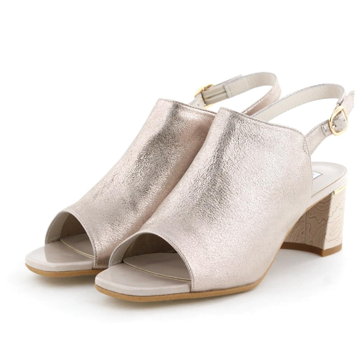 

Himiko Chunky Heel Covered Sandals / 653203 Platinum 230