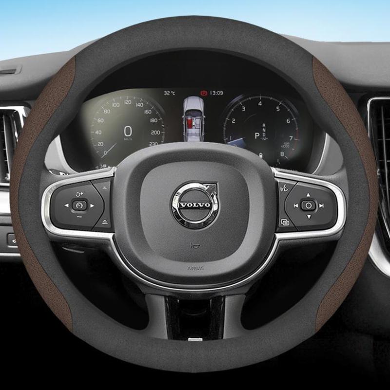 msbn8 Leather Car Steering Wheel Cover for Volvo XC90 B6 T8 V90 S60 2024 2023 2022 12colors Breathable Anti Slip Auto Accessories