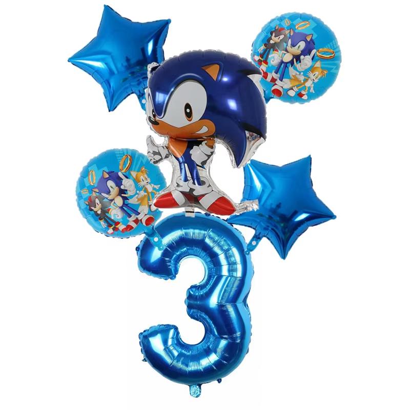 6Pcs Cartoon Hedgehog Balloons Sonic Theme Birthday Party Decoration Balloons For Boys Children Baby Bath Toys
