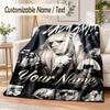 Lady Gaga Custom Name Flannel Throw Blanket Soft Warm for Sofa Bed Indoor Home Use