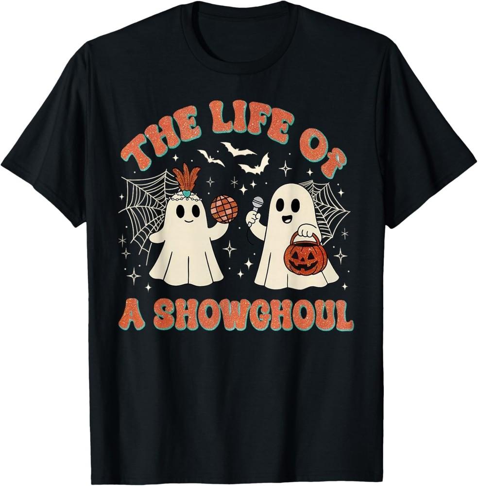 

Жизнь Шоугула Ретро Хэллоуин Шоу Призраки Девушка Футболка унисекс Футболка 4XL