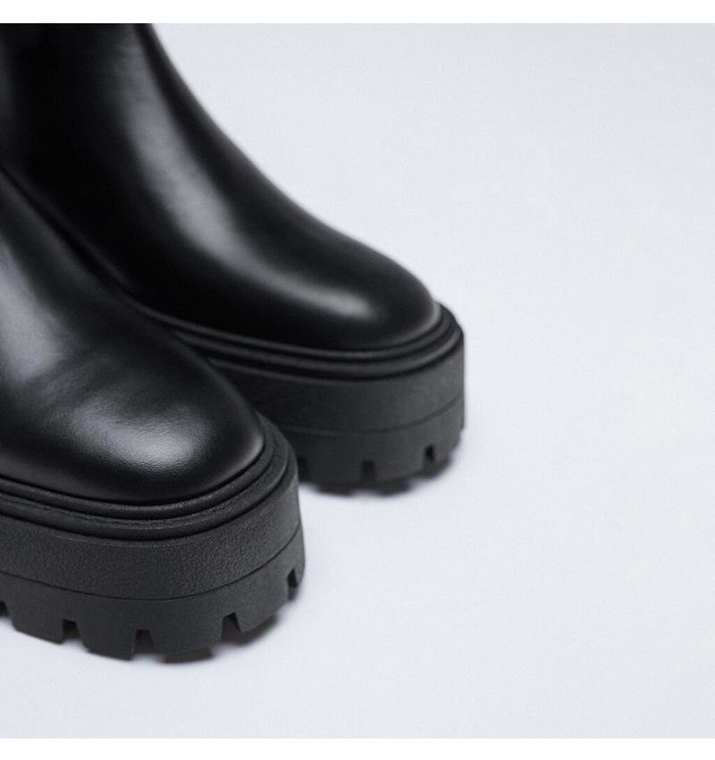 Kule Dame Knehøye Støvletter Mote Plattform Tykke Hæler Sko Høst Vinter Damer Ridestøvler Lange Botas De Mujer