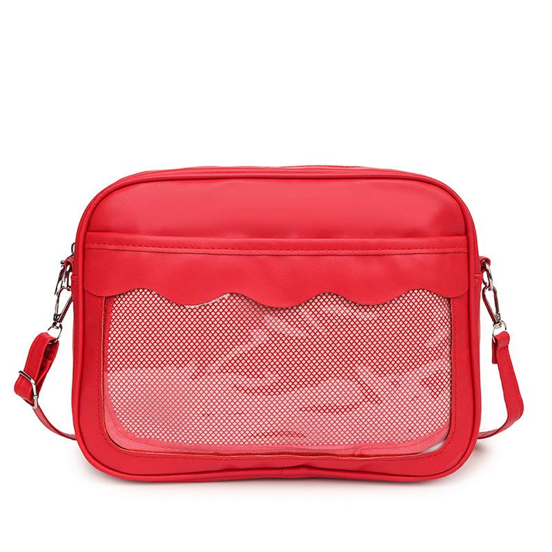 

Foreign style small square bag fashionable and transparent PU shoulder messenger bag casual versatile mobile phone commuter bag красный