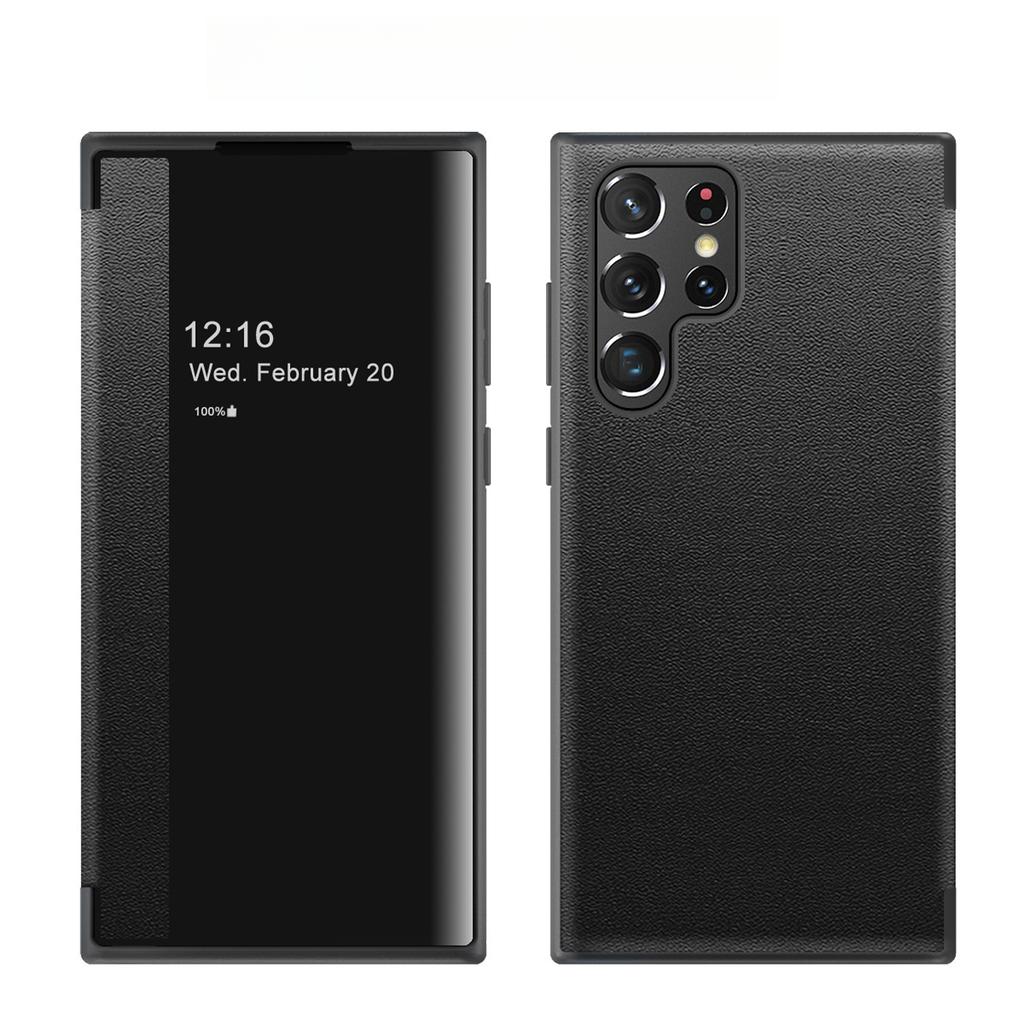 Etui na telefon Samsung S25Ultra, Skórzane etui z klapką S24, Etui ochronne na upadki z bocznym okienkiem Note20 A52