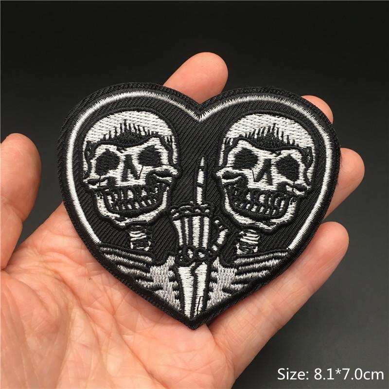 Totenkopf Punk Patches Für Kleidung Stickerei Streifen Diy Abzeichen Nähen Dekoration Kleidung Aufkleber Aufbügeln Aufnäher