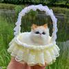 Realistic Meowing Kitten Flower Basket Doll - 2024 New Style for Girls and Kids.