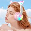 Wireless Bluetooth-compatible 5.4 Cats Ear Headphones With Led Lighting Active Noise Cancellation Foldable Earphones