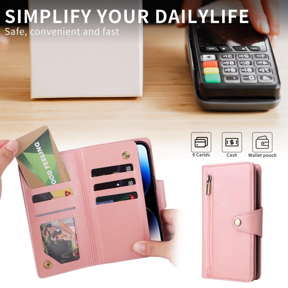 Zipper Wallet Phone Case for IPhone 15 14 13 12 11 Pro Max Mini XS XR X 7 8 Plus SE   Card Slots Strap Leather Cover