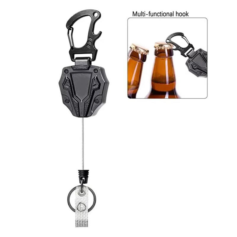 1PC New Badge Holder Carabiner Keychain Tactical ID Holder Retractable Reel Mountaineering Buckle Multiple Tools Accessories