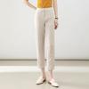 Women's High-Waist Cotton Linen Cigarette Pants - Summer 2025, Petite Eight-Point Casual, Straight Leg
