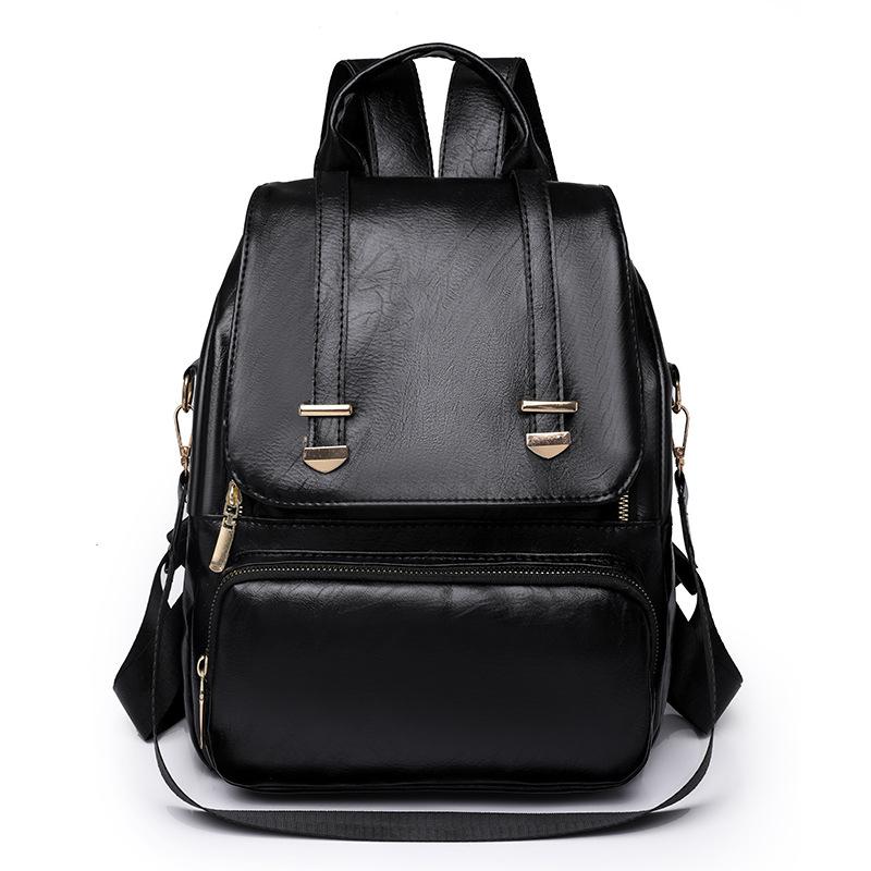 PU soft leather backpack women's new versatile large-capacity women's backpack retro anti-theft backpack