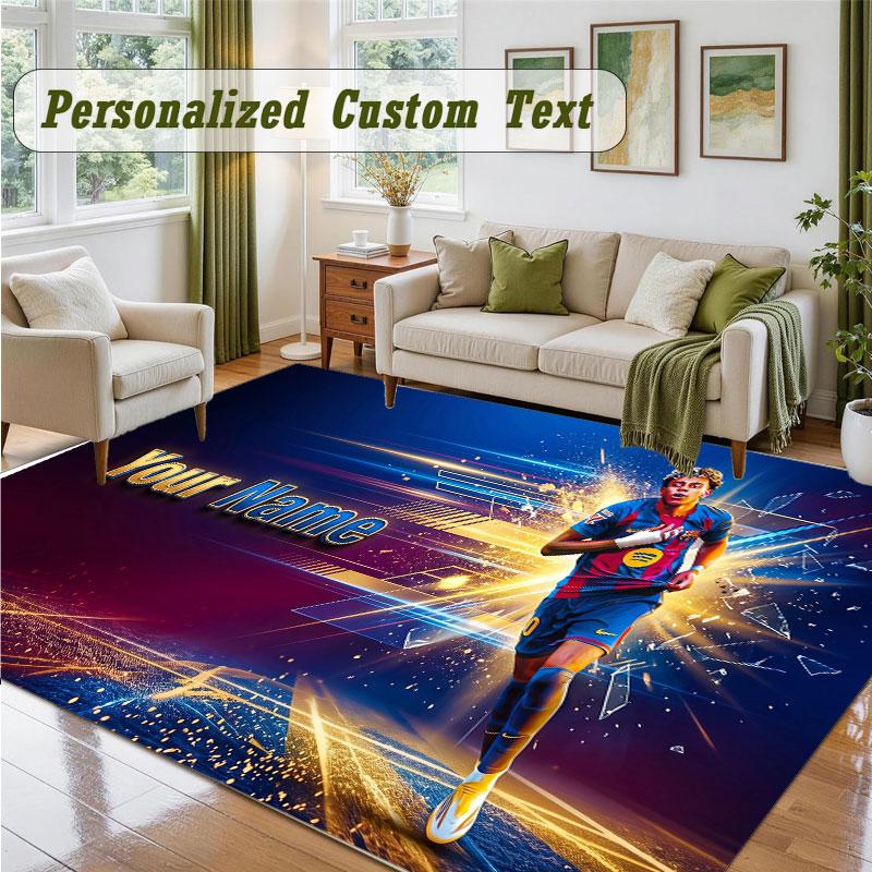 Crystal Velvet Square Rug Custom NameLamine Yamal Pattern Non Slip Home Floor Decor Rug