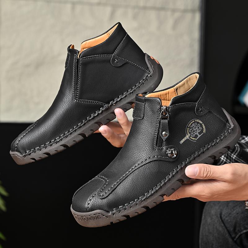 TUINANLE Frühling Handgefertigt Leder Herren Stiefel Design Sneaker Mann Atmungsaktiv Freizeit Schuhe Stiefeletten Outdoor