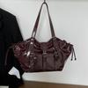 Rivet Metal Buckle Drawstring Tote Bag Women's Shoulder Bag