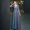 Blue Banquet Evening Dress Skirt Women's High-end Light Luxury Niche High-end Adult Ceremony Host Performance Dress