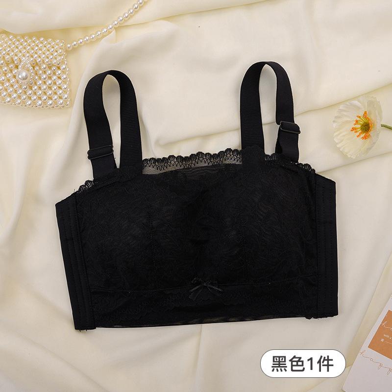 Strapless Underwear Women's Summer Thin Big Breasts Show Small Breasts Gather Non-slip Chest Wrapping Sexy Tube Top No Steel Ring Bra