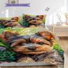 Yorkshire Terrier Pattern Bedding Quilt Set Quilt Cover Pillowcase Home Decoration Birthday Gift (1 * Duvet Cover + 2 * Pillowcase, Without Core)