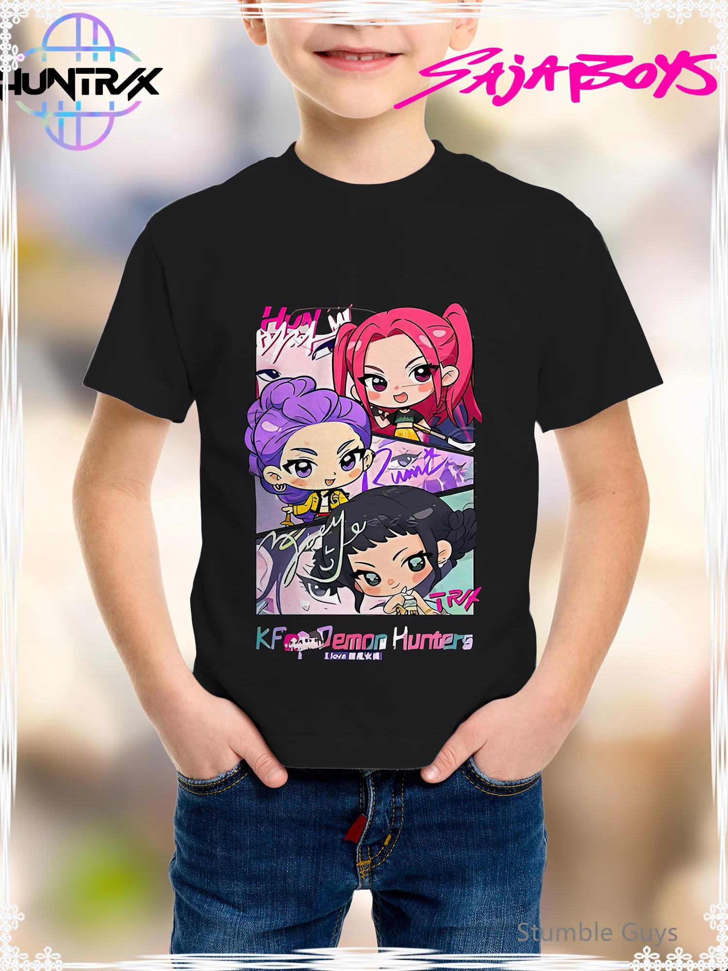 Hasbro Cool Girl Kids Demon Hunter K-pop T-shirt 3D Demon Hunter K-pop Boys and Girls Comfortable Top 100