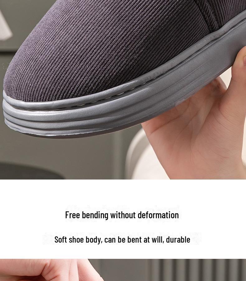 Men's Plush Non-Slip High-Top Cotton Winter Shoes - Heel-Covered, Thick, Cold-Proof Slippers for Outdoor Wear