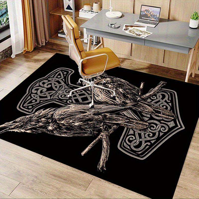 1pc. Nordic Viking Raven Thor Hammer Home Office Chair Rug Outdoor Gift Carpet Mat
