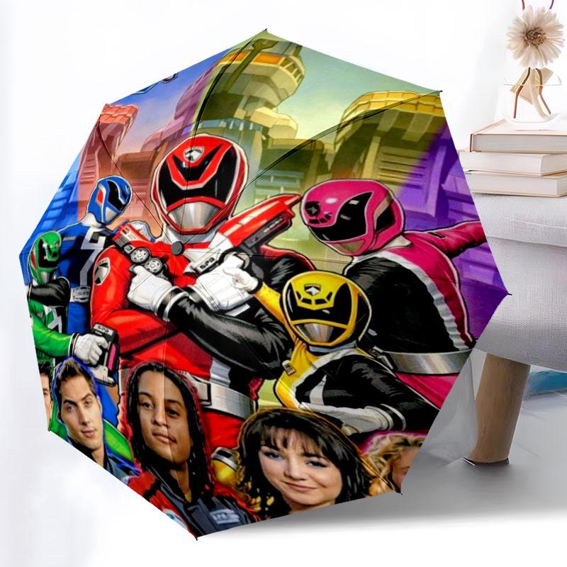 Power Rangers Umbrella Windproof Automatic Folding Umbrella Cartoon Superhero Rain Umbrella for Kids Boys Gift