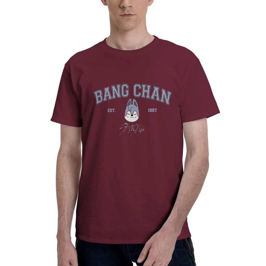 Bang Chan Men TShirt Oversized T Shirts Mens ONeck Cotton Tees Short Summer Male