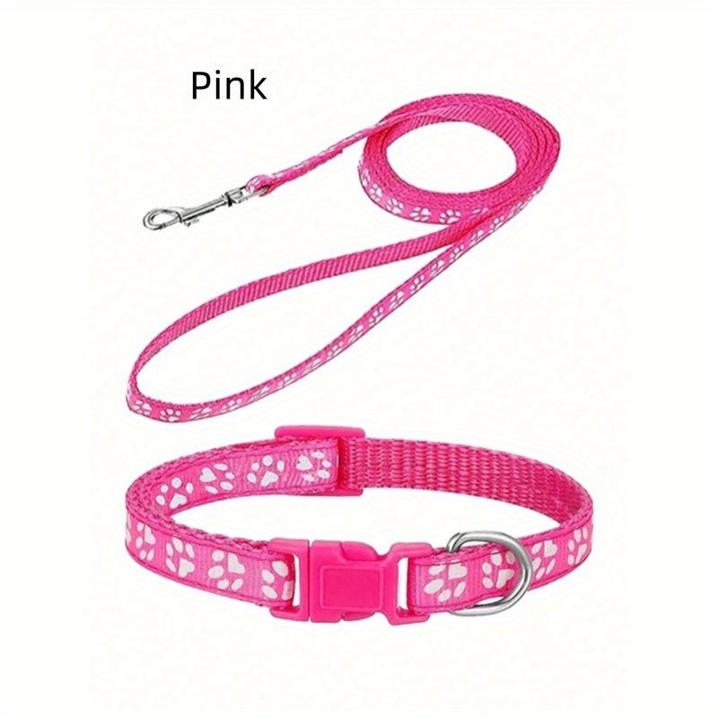 

Adorable 1-Piece Cat Collar & Leash Set With Cute Paw Charm - Adjustable Kitten Collar, Soft Pet Necklace For Small Dogs & Cats XS