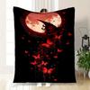 "Red Butterfly Moonlit Night Wall Art Print"Blanket Flannel Throw Blanket for Sofa, Bed, Travel, Camping, Office