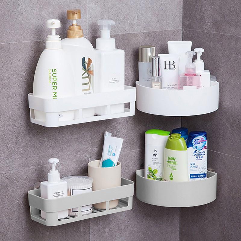 Wall-Mounted Bathroom Shelf No Drilling Adhesive Storage Rack Toiletries Modern Minimalist Plastic Organizer