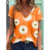 Fashion Women's V-Neck Short Sleeve 3D Casual Color Printing Casual Short Sleeve V-Neck T-Shirt