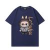 Labubu Cartoon Peripheral Short-sleeved T-shirt Unisex Couples Wear Pure Cotton Loose Fashion Clothes Summer