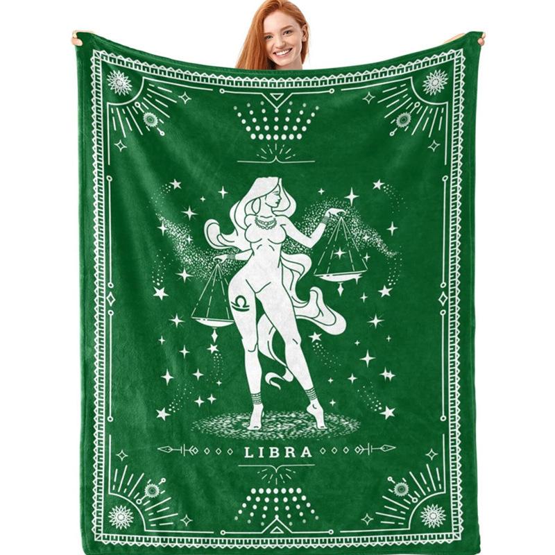 Twelve Constellation Tarot Cards Printed Blanket for Sofa Bed Travel Camping Living Room Office Conditioning Blanket