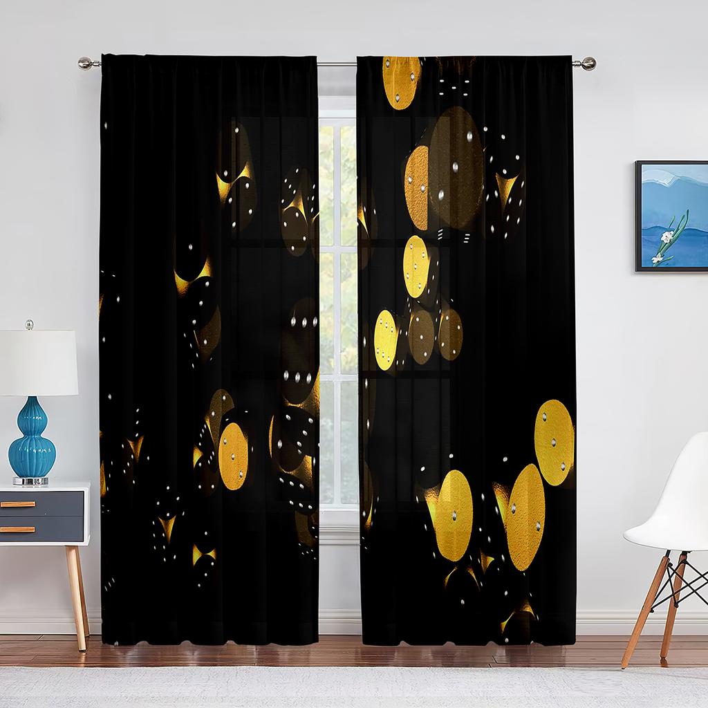 Weiße Würfel Tischspiele Graue Tüllvorhänge für Wohnzimmer Schlafzimmer Küchendekoration Moderne Transparente Voile-Vorhänge Fensterdekoration