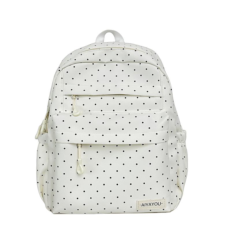 Student Schoolbag Polo Dot Women's Large Capacity Backpack Lightweight Class Backpack