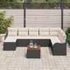 Garden Sofa Set with Storage 9 pcs Black and Cream Poly Rattan