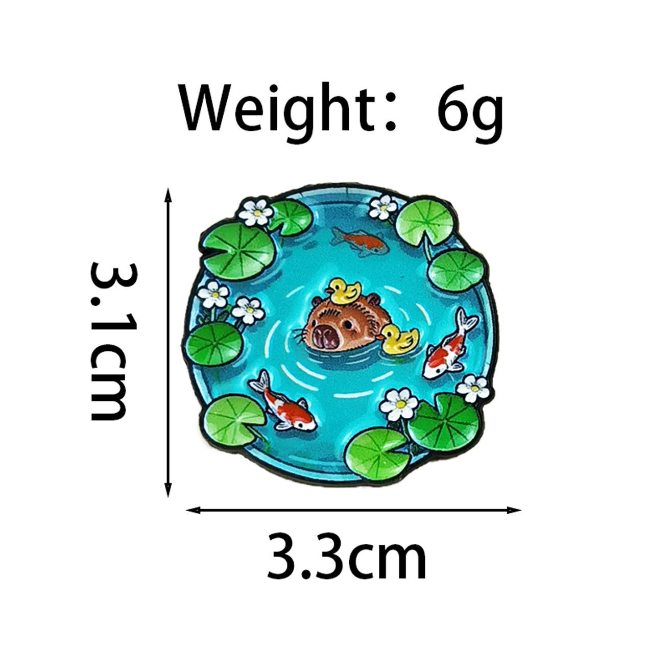Animal Pond Badge: Cartoon Frog & Otter Backstroke Brooch - Drip Glaze Clothing Accessory