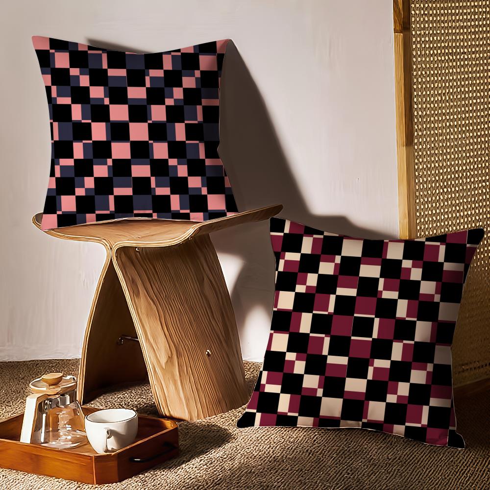 Simple And Stylish Checkerboard Pattern Pillow Case Sofa Living Room Bedroom Headboard Backrest Cushion Square Cushion