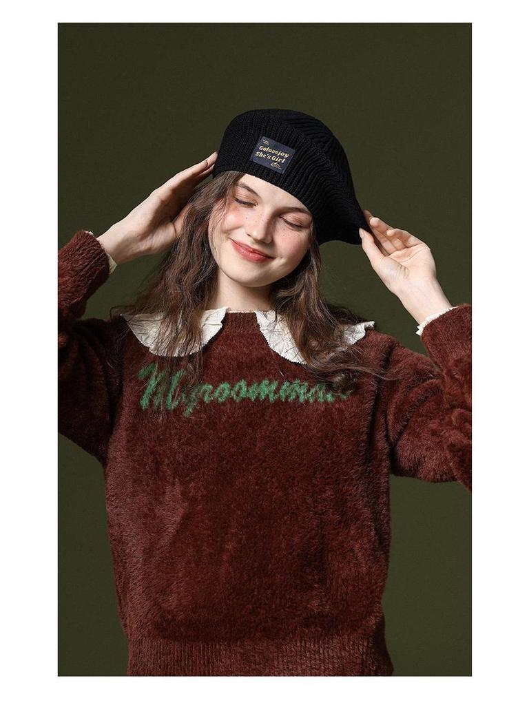 Damen Koreanischer Stil Vielseitige Strick-Baskenmütze - Winddicht, Ohrenschützend, Reine Baumwolle & Wolle