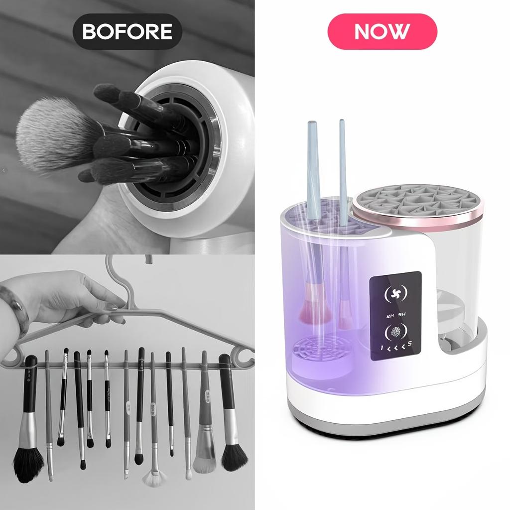 Makeup Brush Cleaner Tool Automatic 3-In-1 Makeup Brush Dryer, Brush Washing Machine, Stand Combination Electric Makeup Brush Cleaner 850Rpm