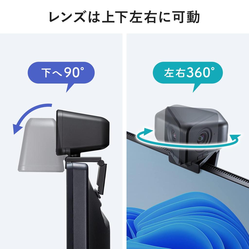 Sanwa Supply Wireless USB A Webcam, Wide-Angle Type, Connector, CMS-V69BK