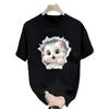 Summer Cotton T-shirt Couple Top Cute Cat Cartoon Loose Casual Shirt