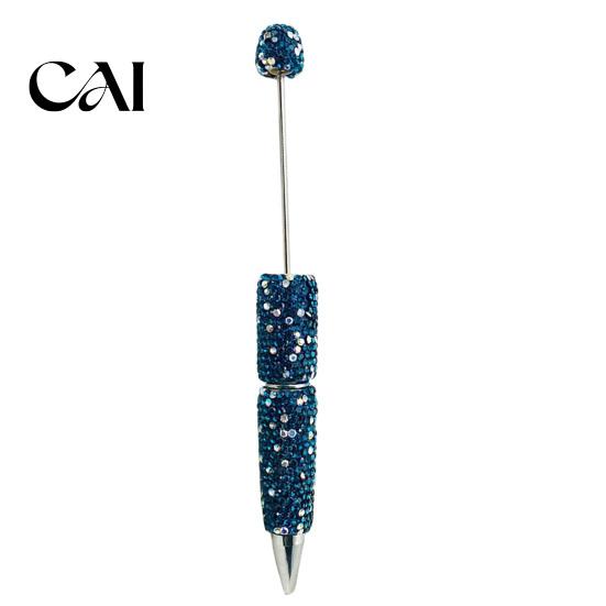 Crystal Diamond Gel Pen Beadable Pens, Bling Rhinestone Beaded DIY Bead Pen, Shaft Decorative Craft Black Ink Ballpoint Pens for Decorations
