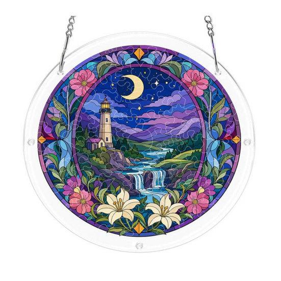 Acrylic Puzzle Suncatcher Decoration, Stained Glass Door Window Hanging Ornament, DIY Puzzle Crafts Pendant for Adults, Puzzle Enthusiasts