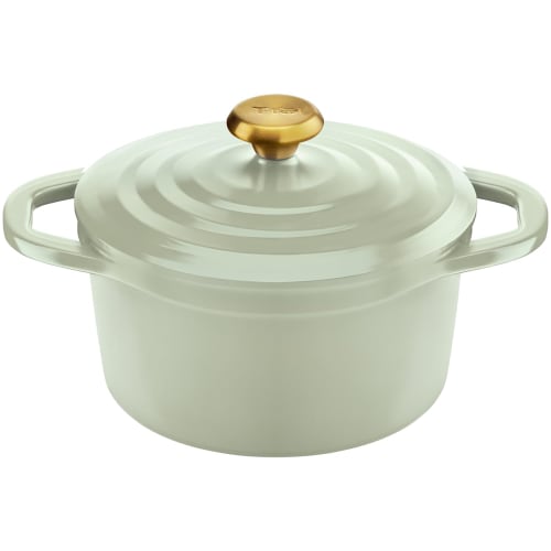T-fal Castline Air Cocotte in Sage Green, 20cm, double-handled pot for waterless cooking. Lightweight and easy to use despite being cast iron, it's co