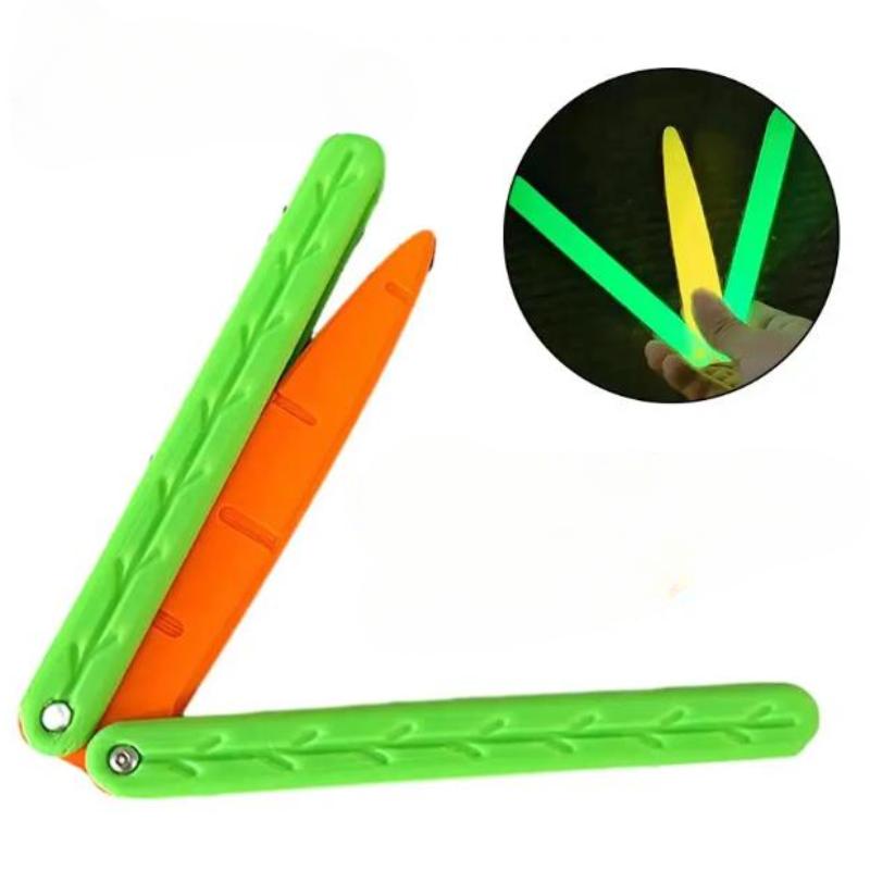 3D Printing Gravity Jump Luminous Folding Butterfly Carrot Knife Stress Relief Fidget Toys Glow-in-the-Dark Radish Knife
