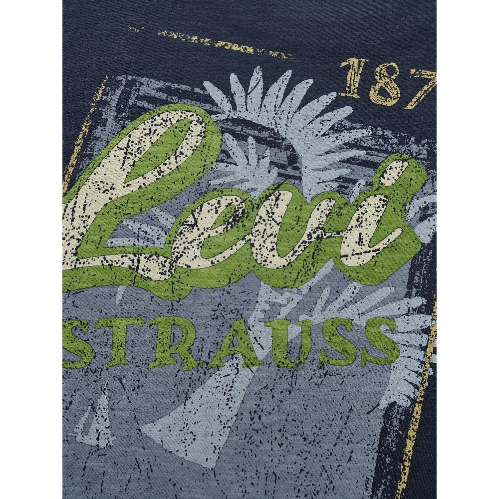 Levis Casual Loose Versatile Soft Comfortable Ribbed Round Neck Short Sleeve T-Shirt Men Tops 003LB-0001