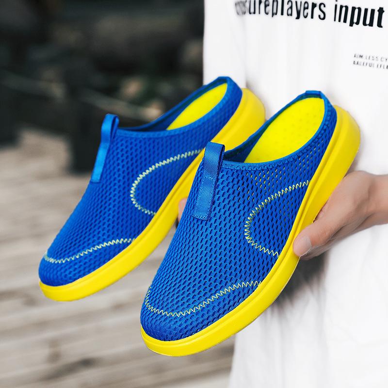 Foreign trade large size slippers men's summer mesh one pedal lazy sports soft sole 48 bag head wearing large sandals men